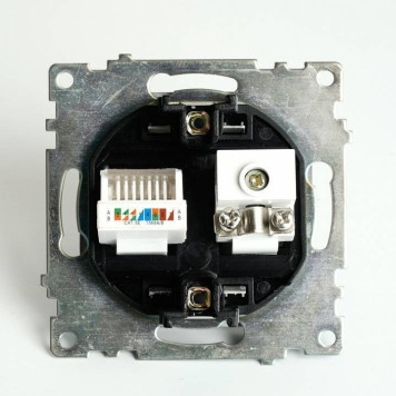 ТВ-розетка и розетка Ethernet RJ-45 без рамки Stekker Катрин 49182-4