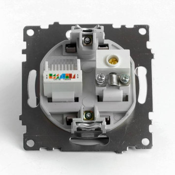 ТВ-розетка и розетка Ethernet RJ-45 без рамки Stekker GLS00-7106-04 49185-3