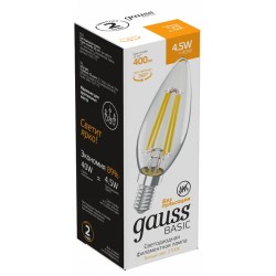 Лампа светодиодная Gauss Basic Filament E14 4.5Вт 2700K 1031115