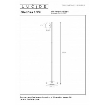 Торшер Lucide Skanska Rech 3749/03/15-4