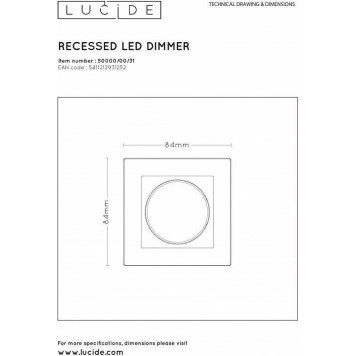 Диммер роторный Lucide Recessed Wall Dimmer Nl 50000/00/31-3