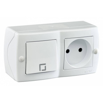 Блок с розеткой и выключателем Mono Electric Octans IP20 104-010101-185