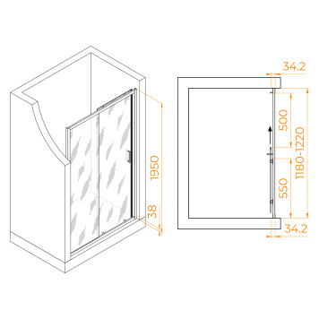 Душевая дверь RGW PA-14W 1200-1