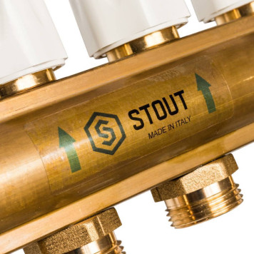 Распределительный коллектор STOUT из латуни без расходомеров 10 выходов-5