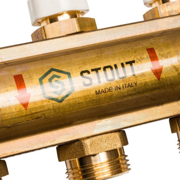 Распределительный коллектор STOUT из латуни без расходомеров на 11 выходов-4