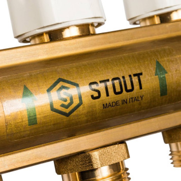 Распределительный коллектор STOUT из латуни без расходомеров на 11 выходов-5