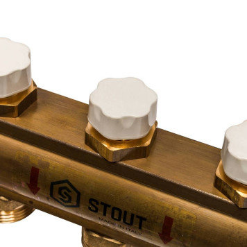 Распределительный коллектор STOUT из латуни без расходомеров на 11 выходов-7