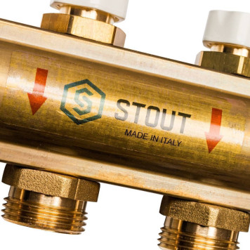 Распределительный коллектор STOUT из латуни без расходомеров на 12 выходов.-3