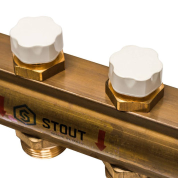 Распределительный коллектор STOUT из латуни без расходомеров на 12 выходов.-6