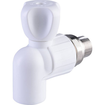 Кран шаровой Политэк 20х1/2 для радиатора угловой под сварку (белый)-4