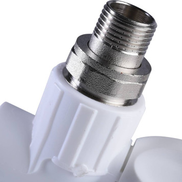 Кран шаровой Политэк 20х1/2 для радиатора угловой под сварку (белый)-6