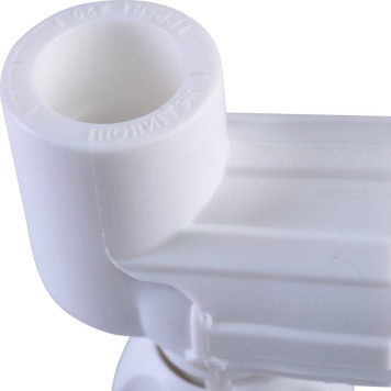 Кран шаровой Политэк 20х1/2 для радиатора угловой под сварку (белый)-7