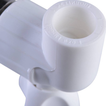 Кран шаровой Политэк 20х1/2 для радиатора угловой под сварку (белый)-8