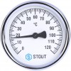Биметаллический термометр STOUT SIM-0004 накладной с пружиной, Dn 80 мм, 0...120°С, 1"-2".