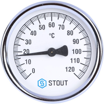 STOUT Термометр Биметаллический Накладной SIM-0004, Dn 80 мм, 0-120°С, 1-2-1