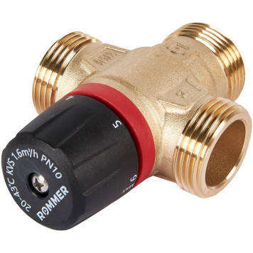 ROMMER RVM-0131-164325 Термостатический смесительный клапан для систем отопления и ГВС 1  НР 20-43°С KV 1,6 (боковое смешивание) (RVM-0131-164325)-3