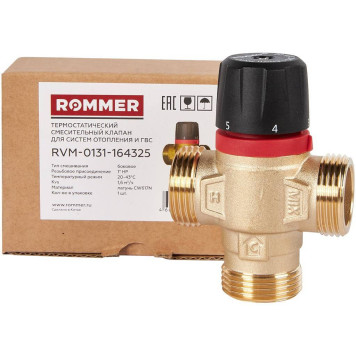 ROMMER RVM-0131-164325 Термостатический смесительный клапан для систем отопления и ГВС 1  НР 20-43°С KV 1,6 (боковое смешивание) (RVM-0131-164325)-6