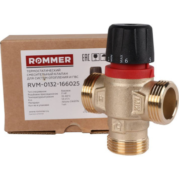 ROMMER RVM-0132-166025 Термостатический смесительный клапан для систем отопления и ГВС 1  НР 35-60°С KV 1,6 (боковое смешивание) (RVM-0132-166025)-7