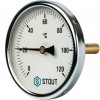 Термометр биметаллический STOUT SIM-0001 с погружной гильзой, Dn 100 мм, гильза 75 мм 1/2", 0...120°С.