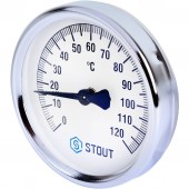 STOUT Термометр Биметаллический Накладной SIM-0004, Dn 80 мм, 0-120°С, 1-2