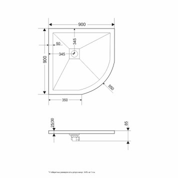 Душевой поддон полукруглый RGW ST/R-W Белый 900x900-13