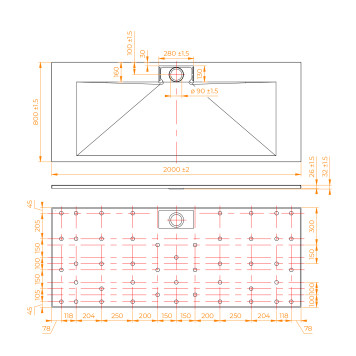 Душевой поддон прямоугольный RGW TKS-Gr Серый 800x2000-6