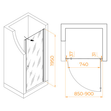 Душевая дверь Dolphin TN-03B 900-1