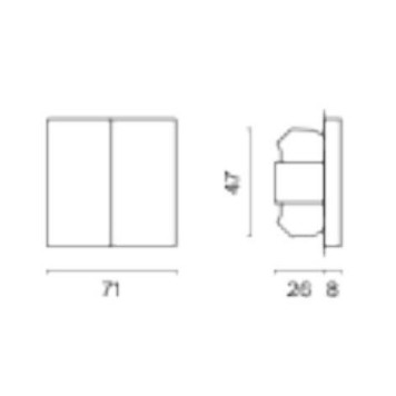 Выключатель двухклавишный без рамки Voltum S70 VLS020103-7
