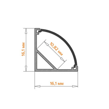 Короб накладной угловой внутренний Wolta WAP-S-16/16/2000-B-1