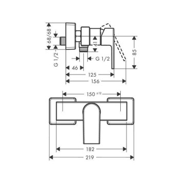 Hansgrohe Vernis Shap Смеситель для душа, однорычажный, цвет: матовый черный. 71650670-1
