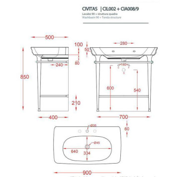 Artceram Civitas Металическая структура Quadra 70х40хh80,5см, полка стекло, напольная, цвет: розовое золото. CIA009 77 rosa oro-1