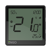 Универсальный терморегулятор, ENGO, черный, с модулем Zigbee, с питанием 230, со встроенным датчиком влажности, с возможностью подключения датчика пол