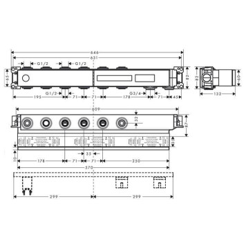 Hansgrohe Скрытая часть термостата RainSelect на 4 источника-1