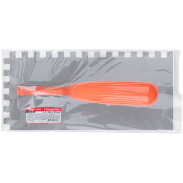 Гладилка стальная с пластиковой ручкой, 280х130 мм зубчатая, зуб 10х10 мм-2