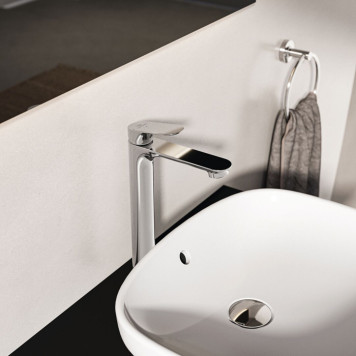 Ideal Standard Ceralife O Смеситель для раковины, на 1 отв., H24см., высокий, технология BlueStart, с донным клапаном Click Clack, цвет: хром. BE013AA-3