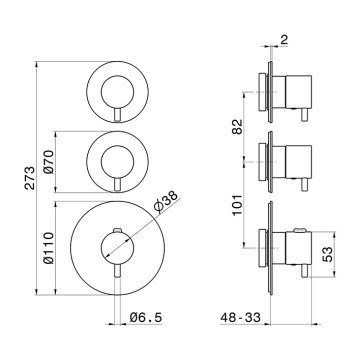 Newform XT Смеситель для душа, термостатический, с переключателем на 2 потока с отдельными ручками запорного вентиля, цвет: хром. 67609E.21.018-1