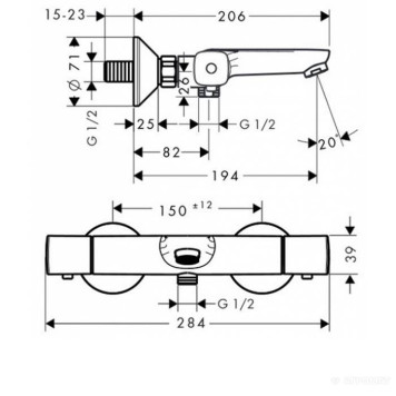 Hansgrohe Ecostat Термостат для ванны, цвет: хром. 13123000-1