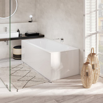VilleroyBoch Oberon Ванна 180х80х47см., встраиваемая, слив, ножки, Quaryl, цвет: альпийский белый. UBQ180OBE2V-01-2