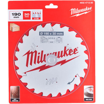 Диск пильный Milwaukee по дереву 190x30x1,6x24 (300)