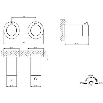 Gessi 316 Смеситель для душа, встраиваемый, термостатический, с переключателем на 2 положения, цвет: Steel Brushed. 54234#239-1