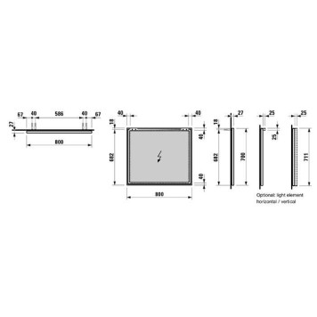 LAUFEN Frame 25 Зеркало 80х70х2.5см., цвет: алюминий. 4.4740.4.900.144.1-2