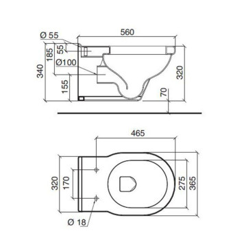 Sbordoni Neoclassica Унитаз подвесной 46.5х36.5см, цвет: белый-2