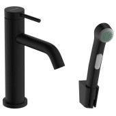 Hansgrohe Tecturis S Смеситель для раковины, 1 отв., EcoSmart+, с гигиеническим душем и шлангом 160см., цвет: черный матовый. 73211670