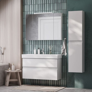 Roca Oleta Зеркальный шкаф 100х70см, c LED-светильником, цвет: белый. A857648806-2
