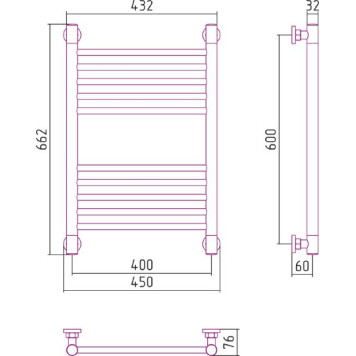 Сунержа Богема Полотенцесушитель водяной 40x60h, цвет: без покрытия 00-0220-6040-4