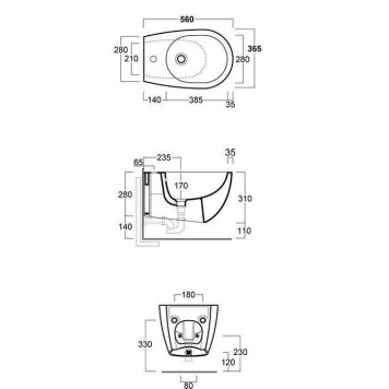 SIMAS Vignoni биде подвесное 56х36,5см, с 1 отв. под смеситель, цвет: белый. VI19 bi*1, F85-2