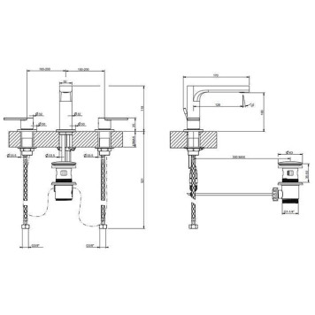 Gessi Emporio Via manzoni Смеситель для раковины, на 3 отв, донный клапан, цвет: Black XL-1
