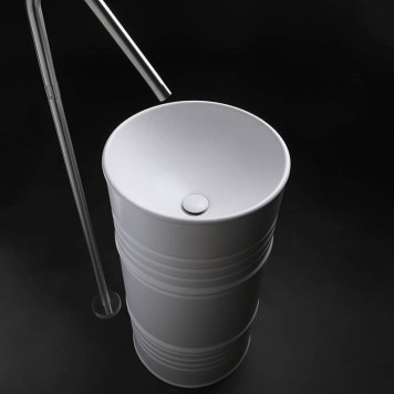 Kerasan Artwork Barrel Раковина 45x90 см, без отв., напольная, слив в стену, цвет: белый-3