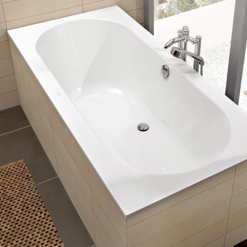 VilleroyBoch Oberon Ванна 190х90х48см., встраиваемая, слив, ножки, Quaryl, цвет: альпийский белый. UBQ199OBE2V-01-1