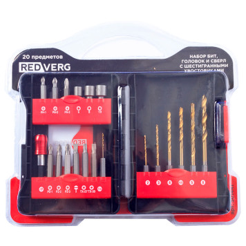 Набор бит, головок и сверл с шестигранными хвостовиками REDVERG (501441)
